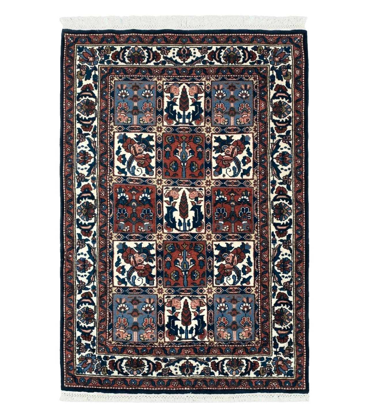 4' X 6' Vintage Handmade Indian Panel Design Wool Rug Veg Dyes by Jewel Rugs