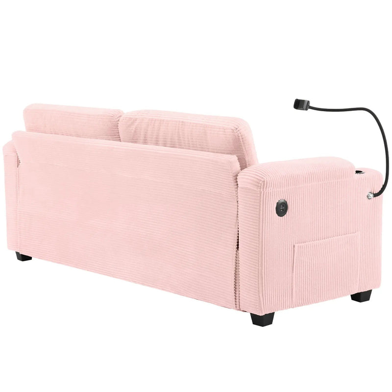 Sleeper Sofa Loveseat Sofa With Full Size Mattress, 2 USB Ports, 2 Cup Holders, 2 Side Pockets And Phone Holder by HouseOfZazla