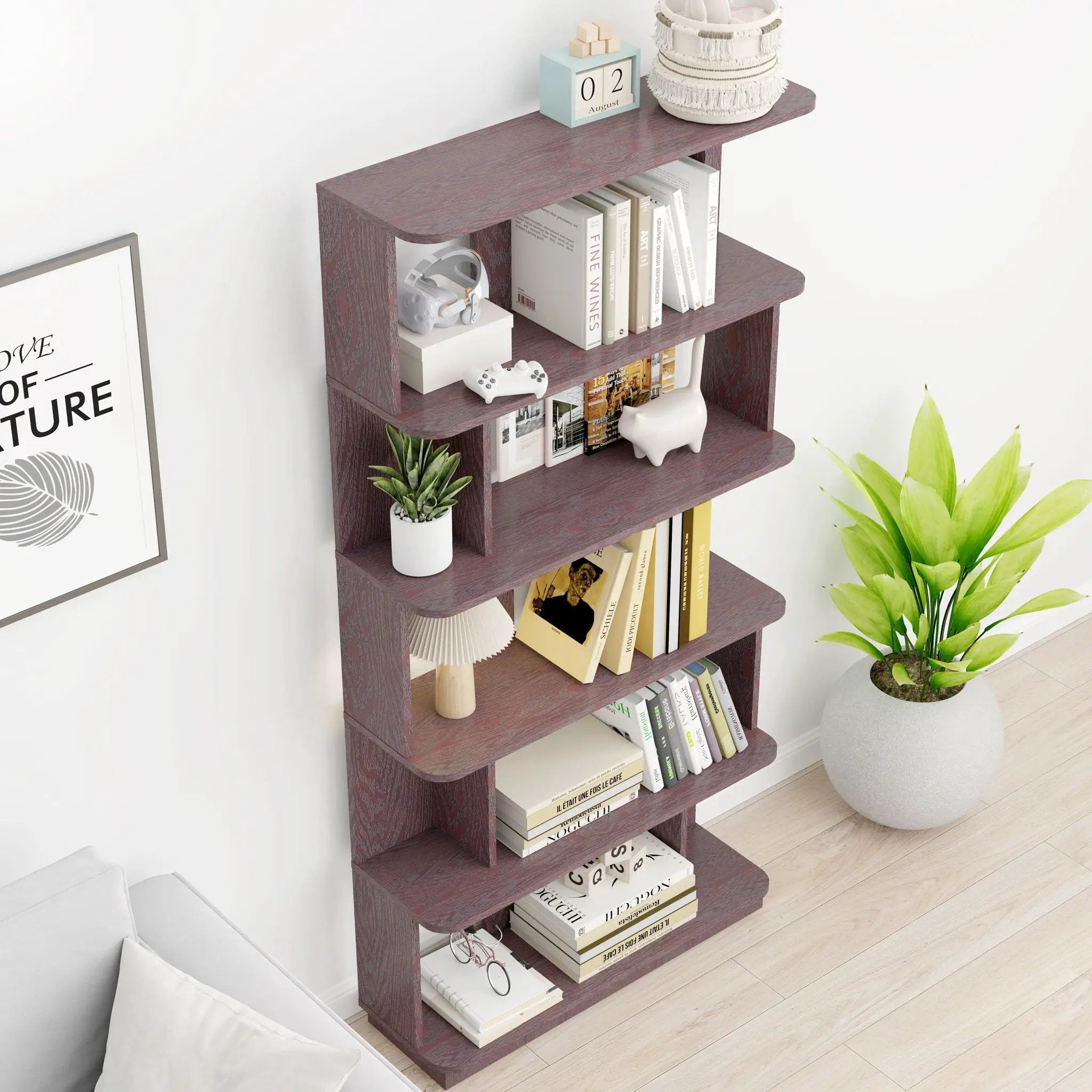 Modern 5 Tier Open Storage Bookcase by HouseOfZazla