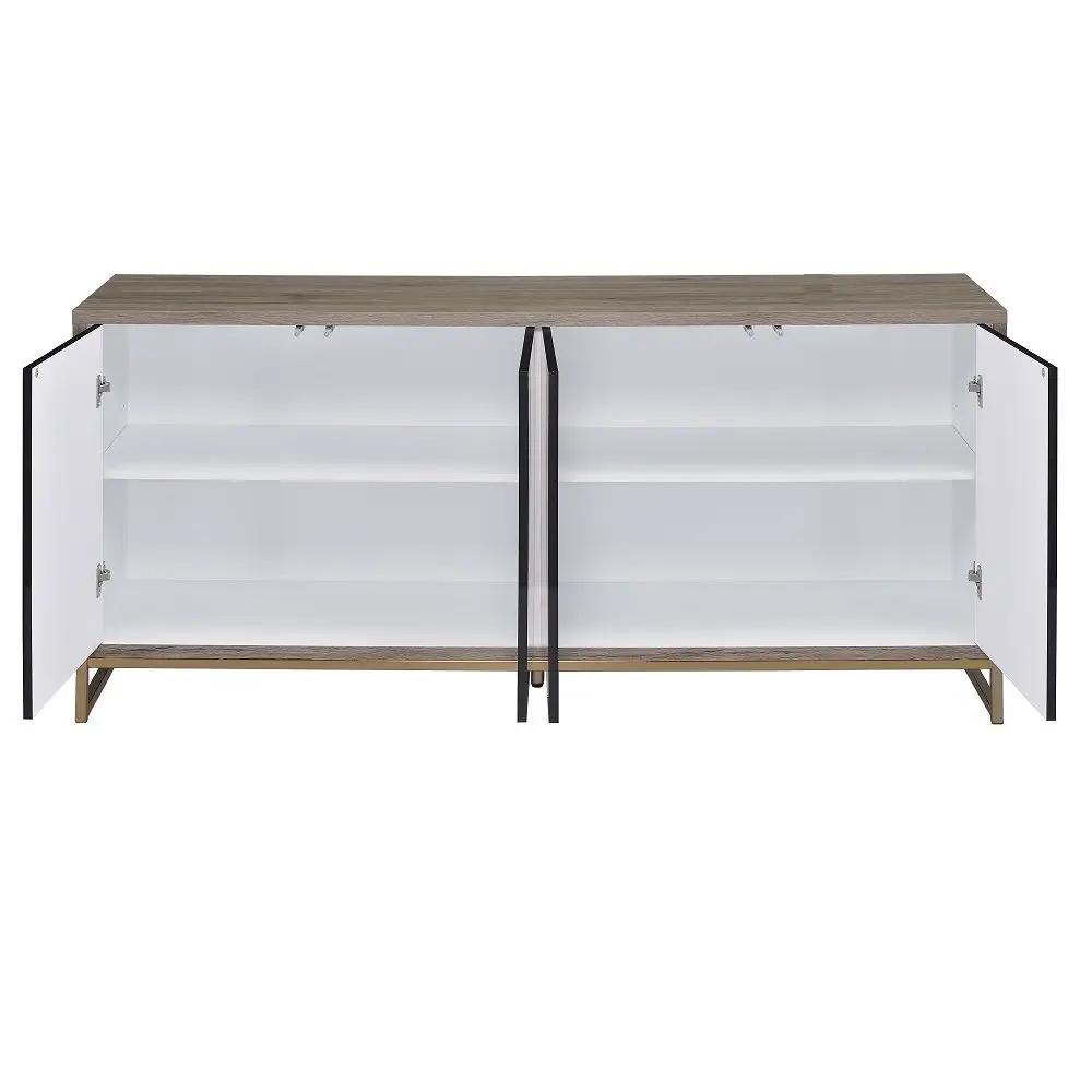 Payo - Console Cabinet - Black Marble Print Oak & Champagne by Unique Piece Furniture