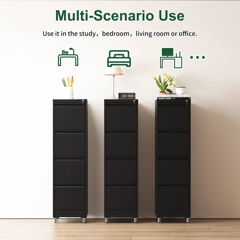 Drawer Metal Locking Vertical File Cabinet With Wheels Heavy Duty Lockable Storage by Unique Piece Furniture