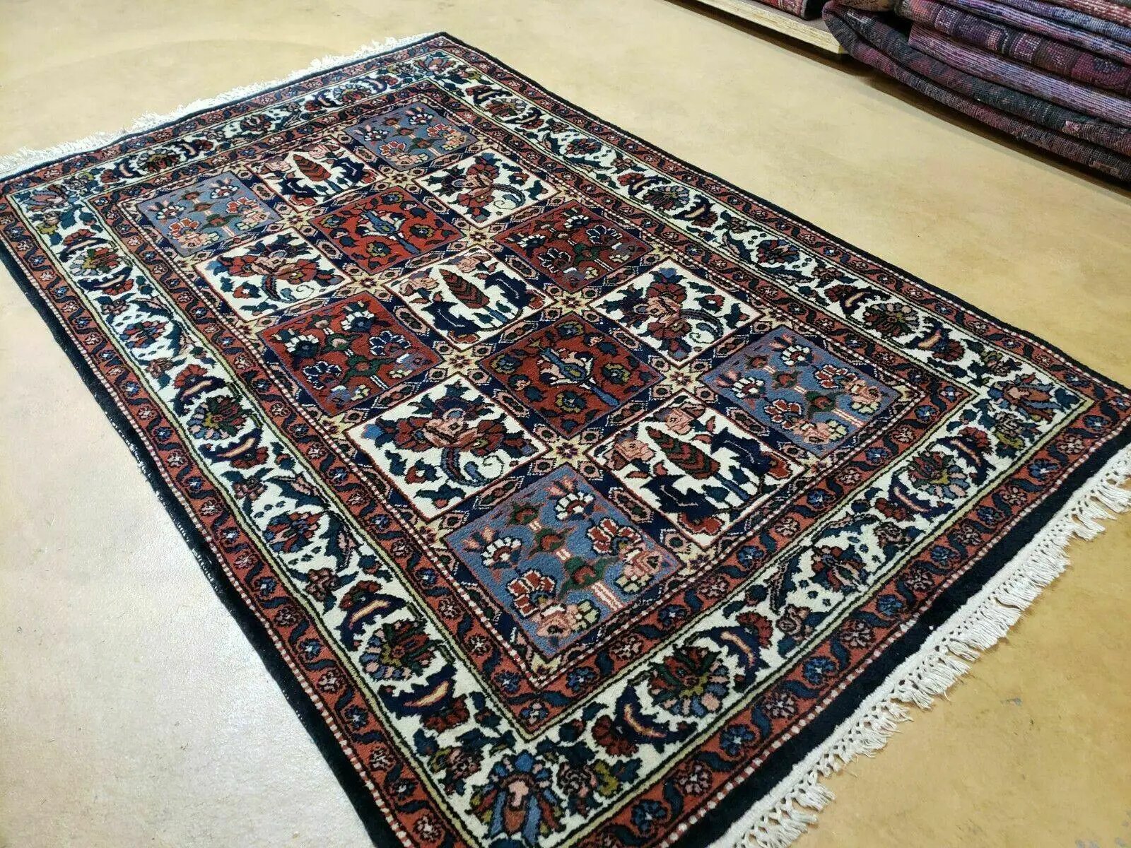 4' X 6' Vintage Handmade Indian Panel Design Wool Rug Veg Dyes by Jewel Rugs