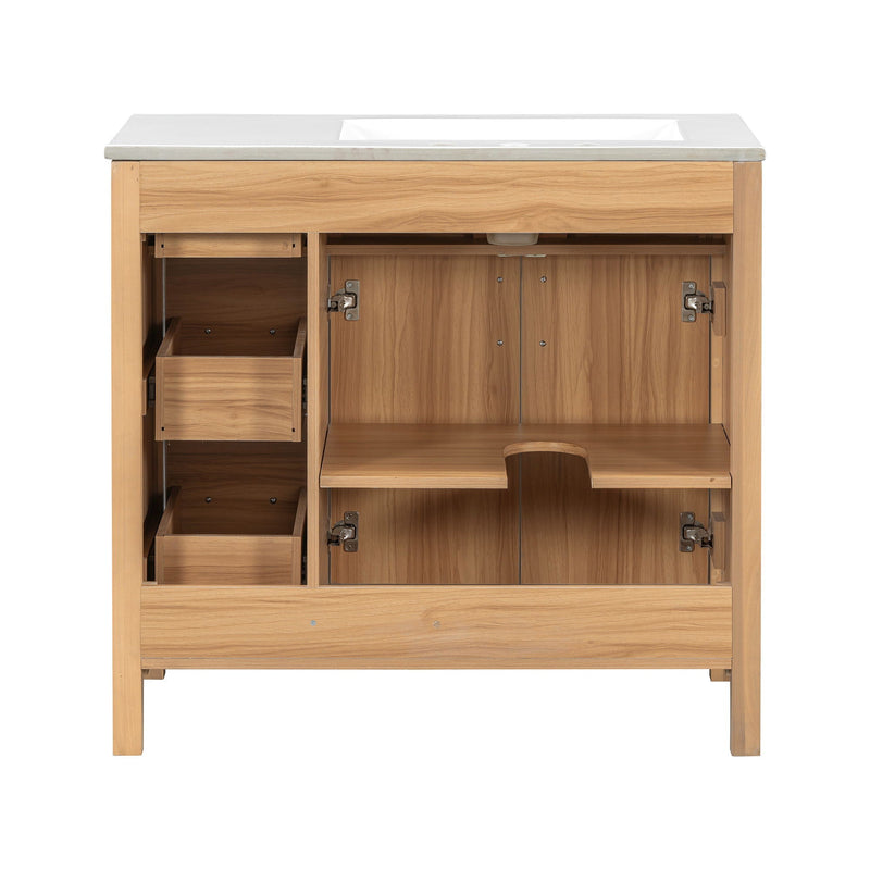 Bathroom Vanity, 2 Soft Close Doors, 3 Soft Close Drawers, Adjustable Shelf - Wood by HouseOfZazla