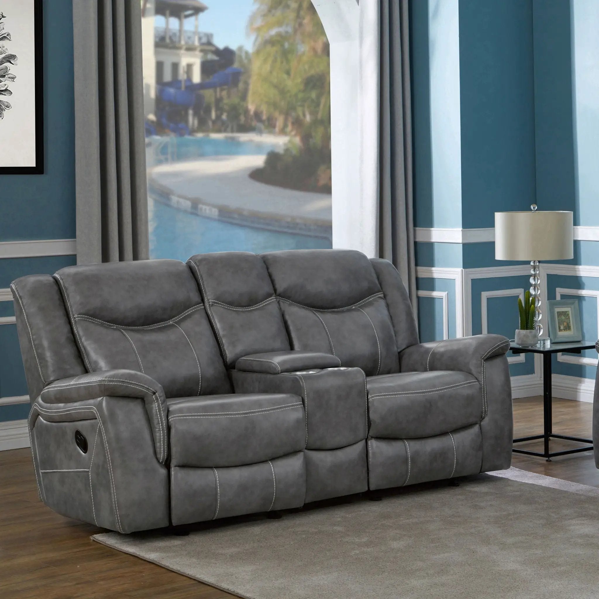 Carmen - Cool Motion Loveseat With Storage, With Reclining Function And Built In Storage - Gray by HouseOfZazla