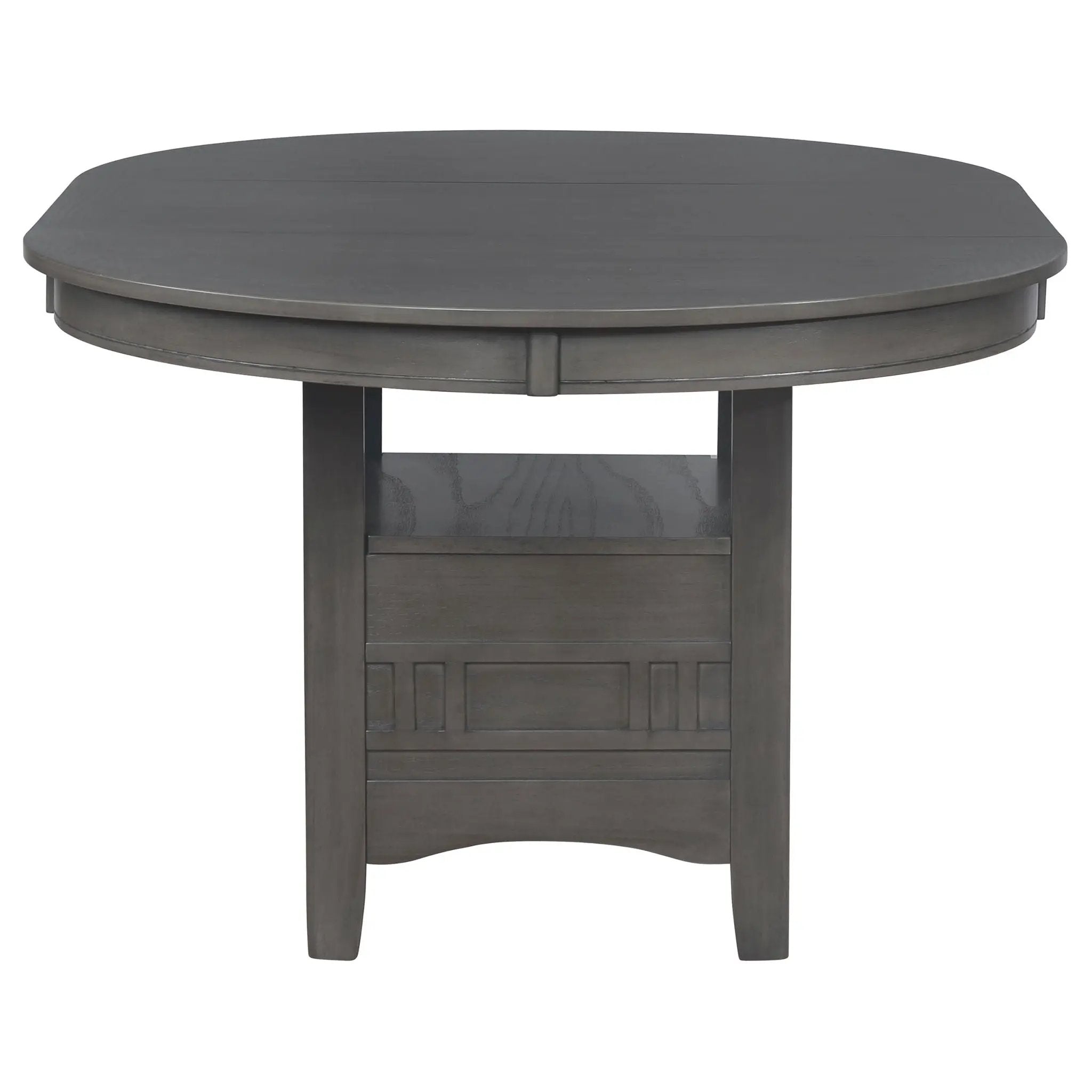 Lavon - Oval Extension Leaf Dining Table With Built In Storage - Gray