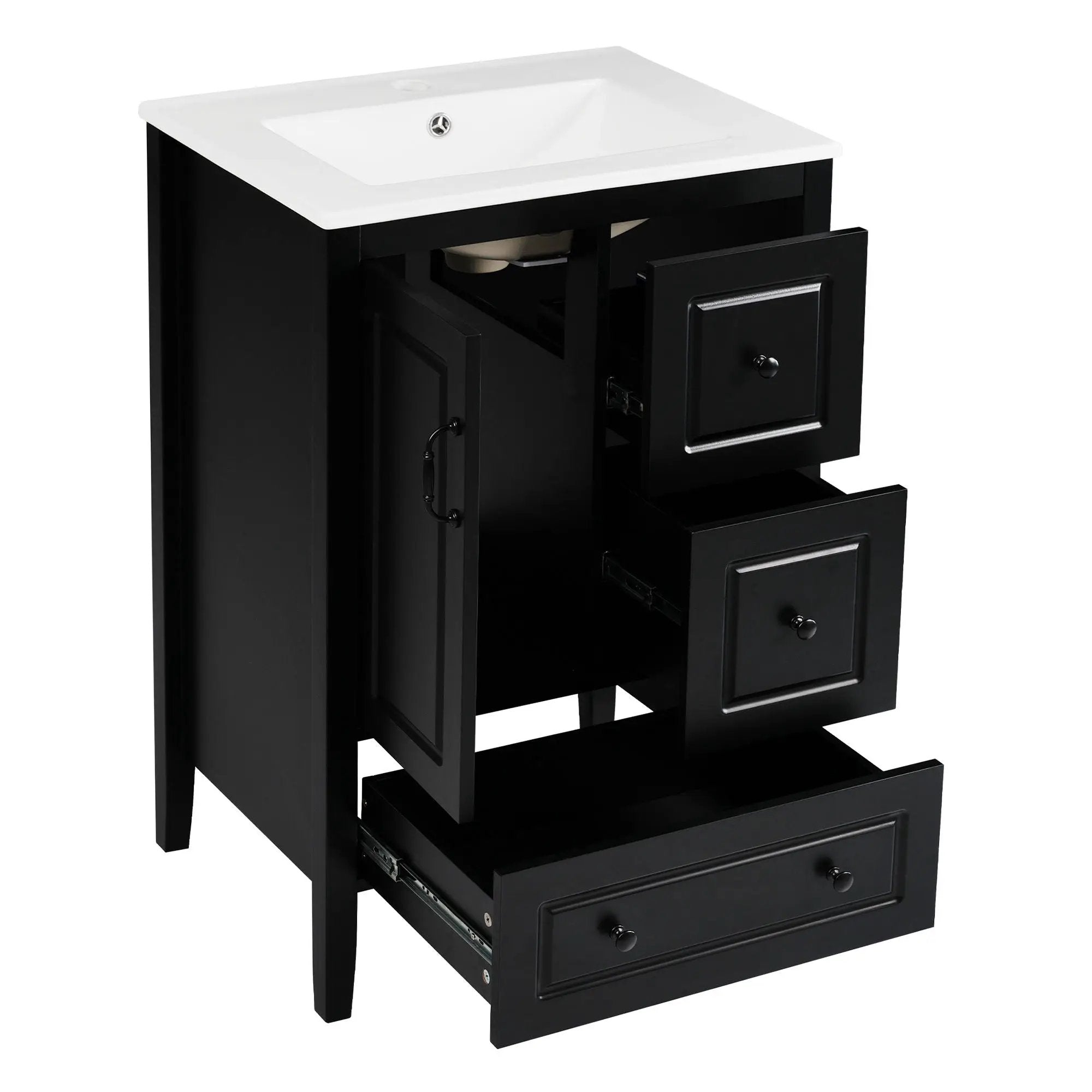 Retro Bathroom Vanity With Sink, Soft Closing Cabinet & Drawers by HouseOfZazla