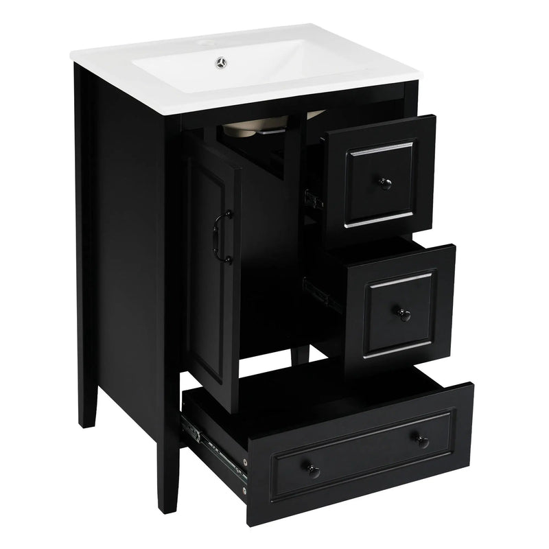 Retro Bathroom Vanity With Sink, Soft Closing Cabinet & Drawers by HouseOfZazla