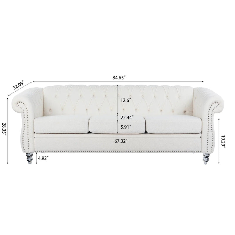 Rolled Arm Chesterfield 3 Seater Sofa by Unique Piece Furniture