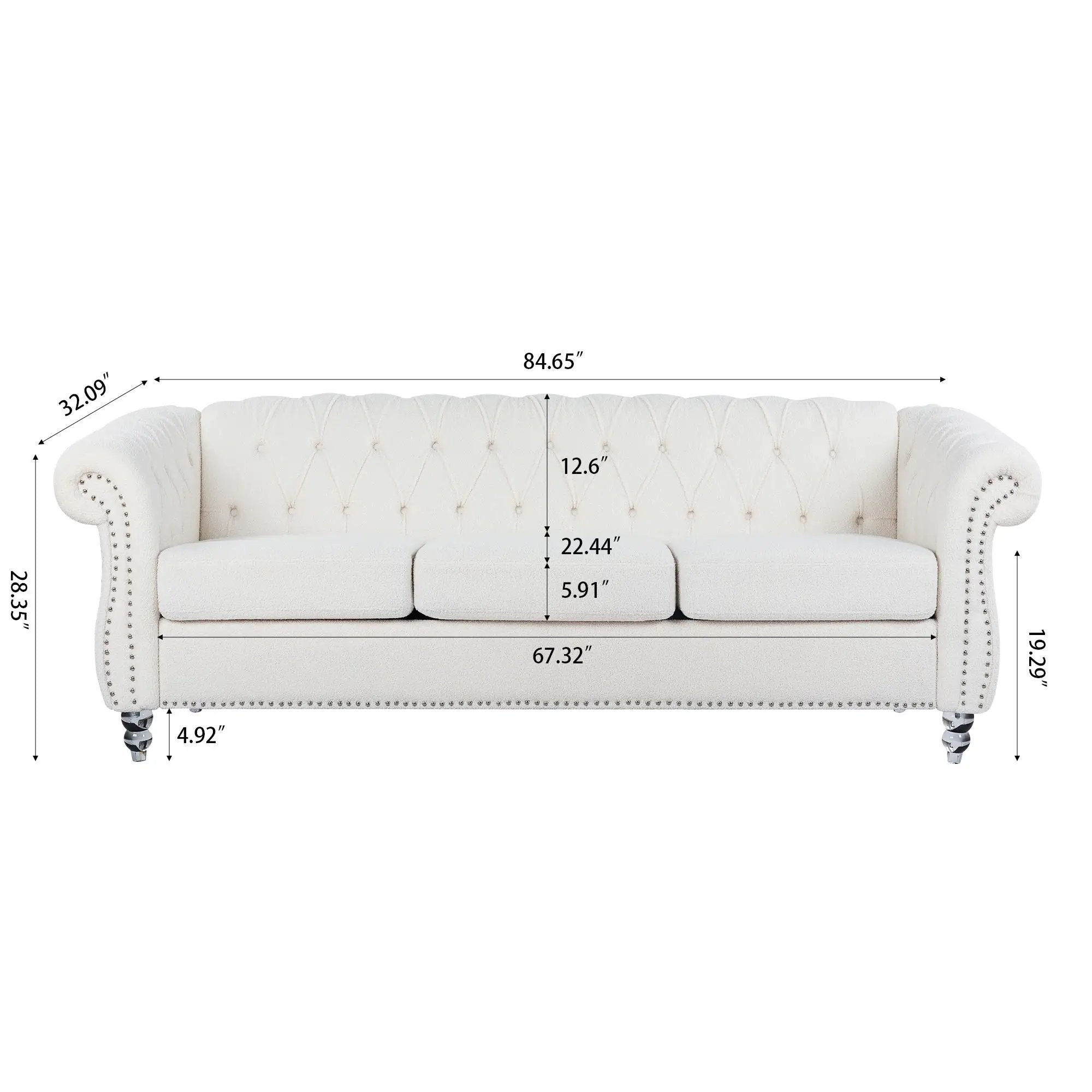 Rolled Arm Chesterfield 3 Seater Sofa by HouseOfZazla