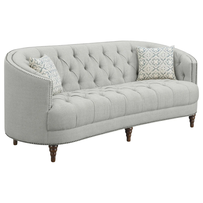 Veronica - Light Sloped Sofa With Tufted Elegant Upholstered Lounge Seating - Light Gray by HouseOfZazla