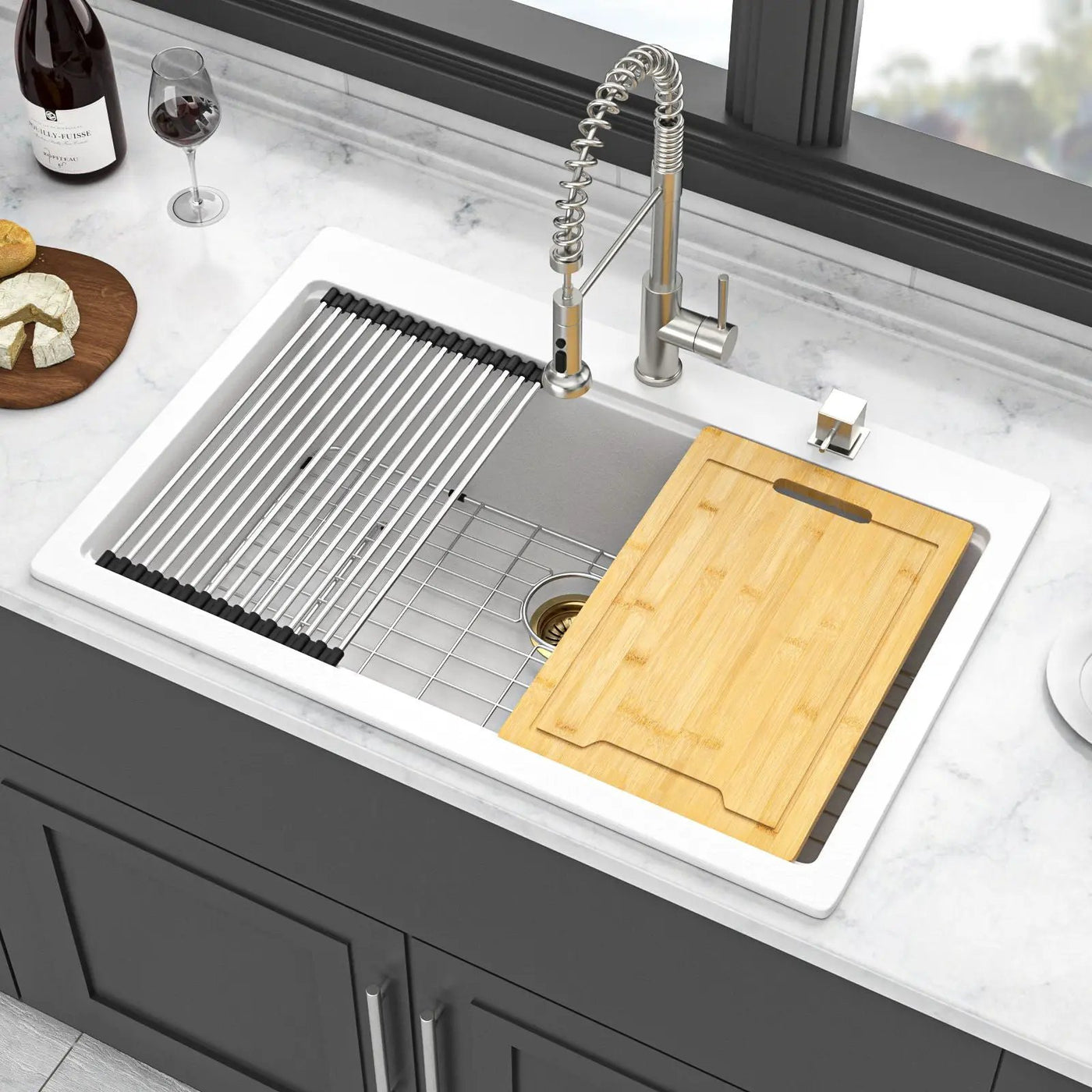 Granite Composite Quartz Kitchen Sink With Workstation Features And Drop In Design by HouseOfZazla