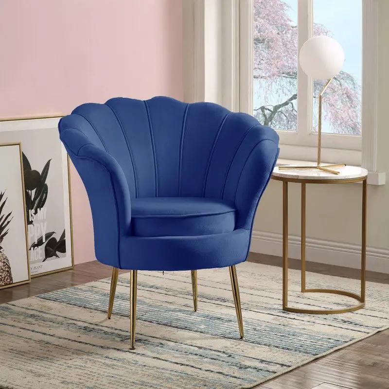 Angelina - Scalloped Back Barrel Accent Chair With Metal Legs by Unique Piece Furniture