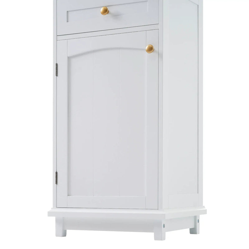 Tall Bathroom Storage Cabinet With Glass Doors, Free-Standing, Two Drawers, And Adjustable Shelves, Board, Painted Perfect For Displaying Your Favorite Items by HouseOfZazla