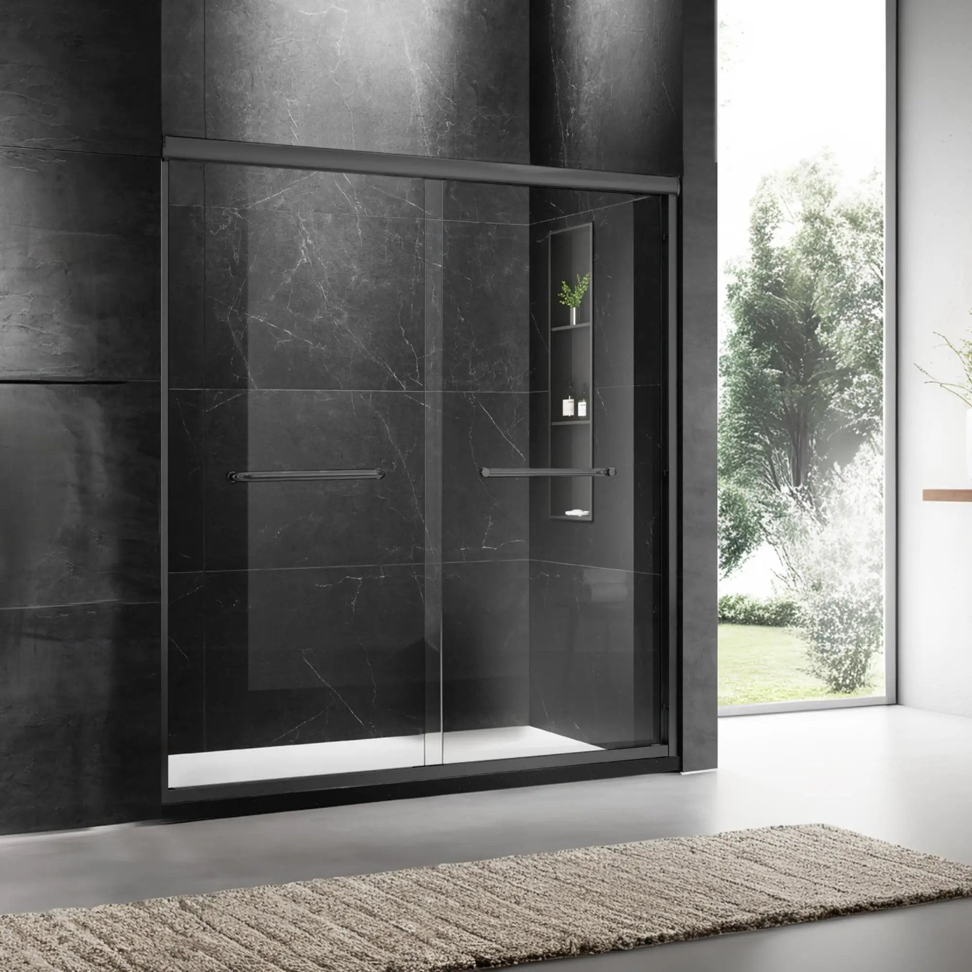 60" W x 74" H Door Sliding Frameless Shower Door with 6mm Tempered Glass LYM-02 Mat by HouseOfZazla