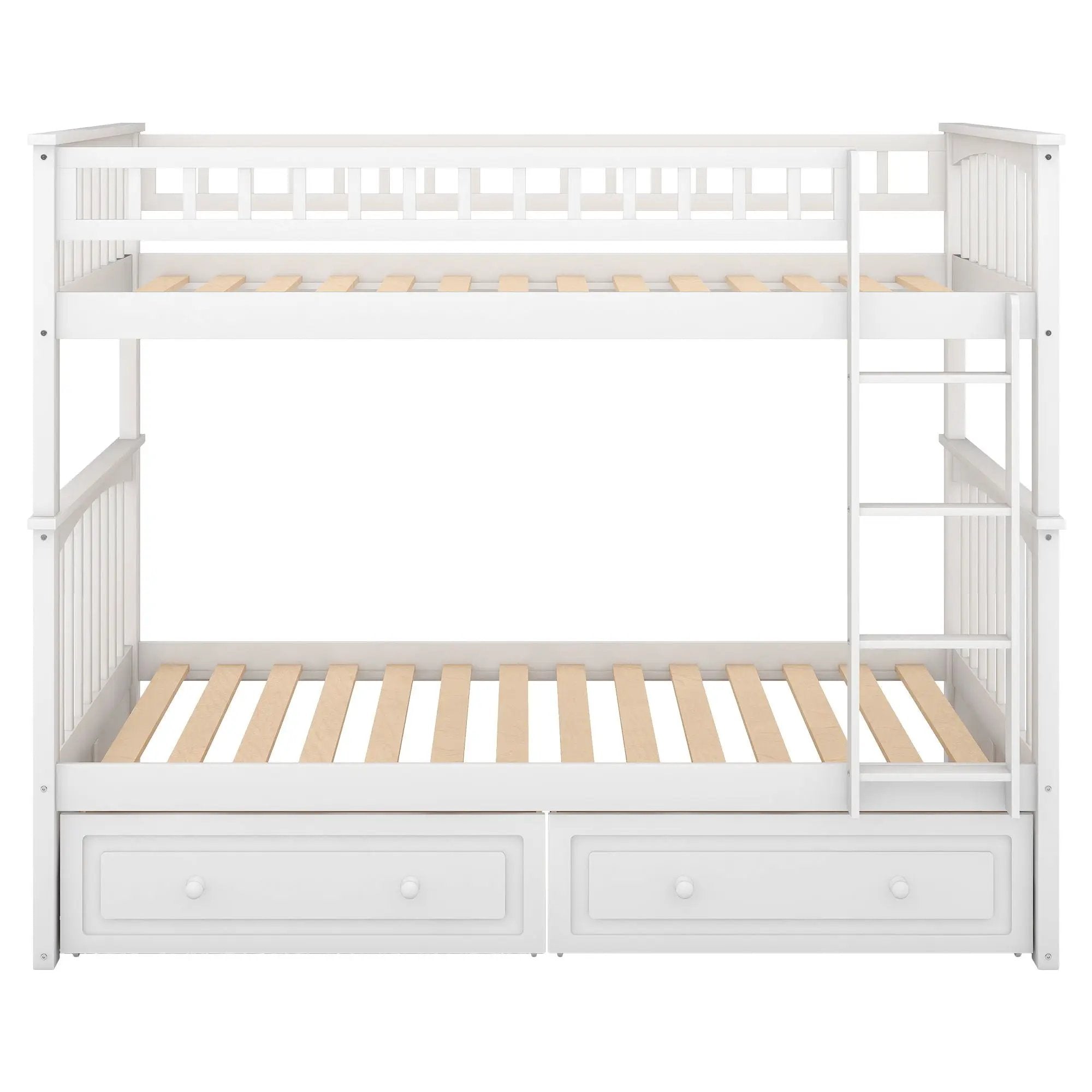 Twin Over Twin Bunk Bed With Drawers, Convertible Beds