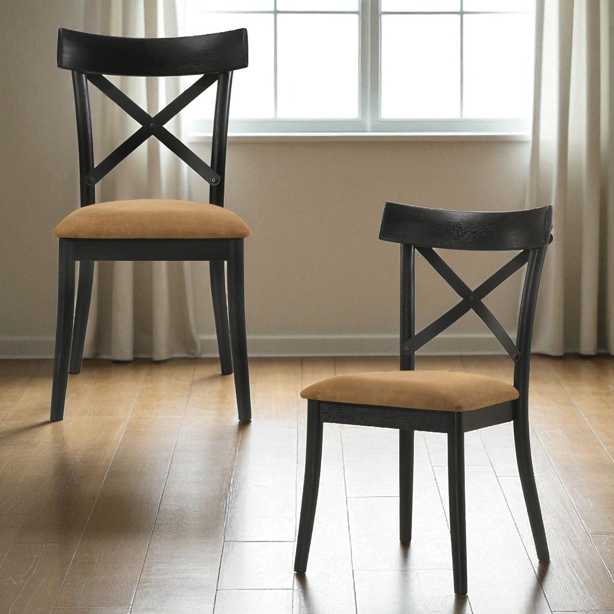 Hillary - Side Chair (Set of 2) - Black / Brown by HouseOfZazla