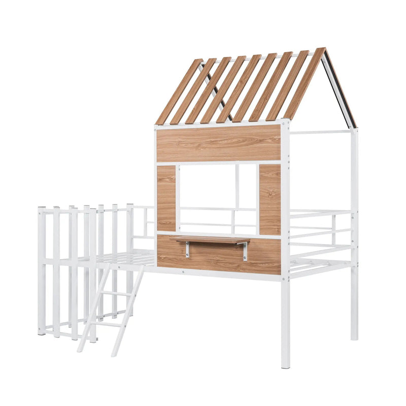 Loft Bed With Roof, Window, Guardrail, Ladder by HouseOfZazla