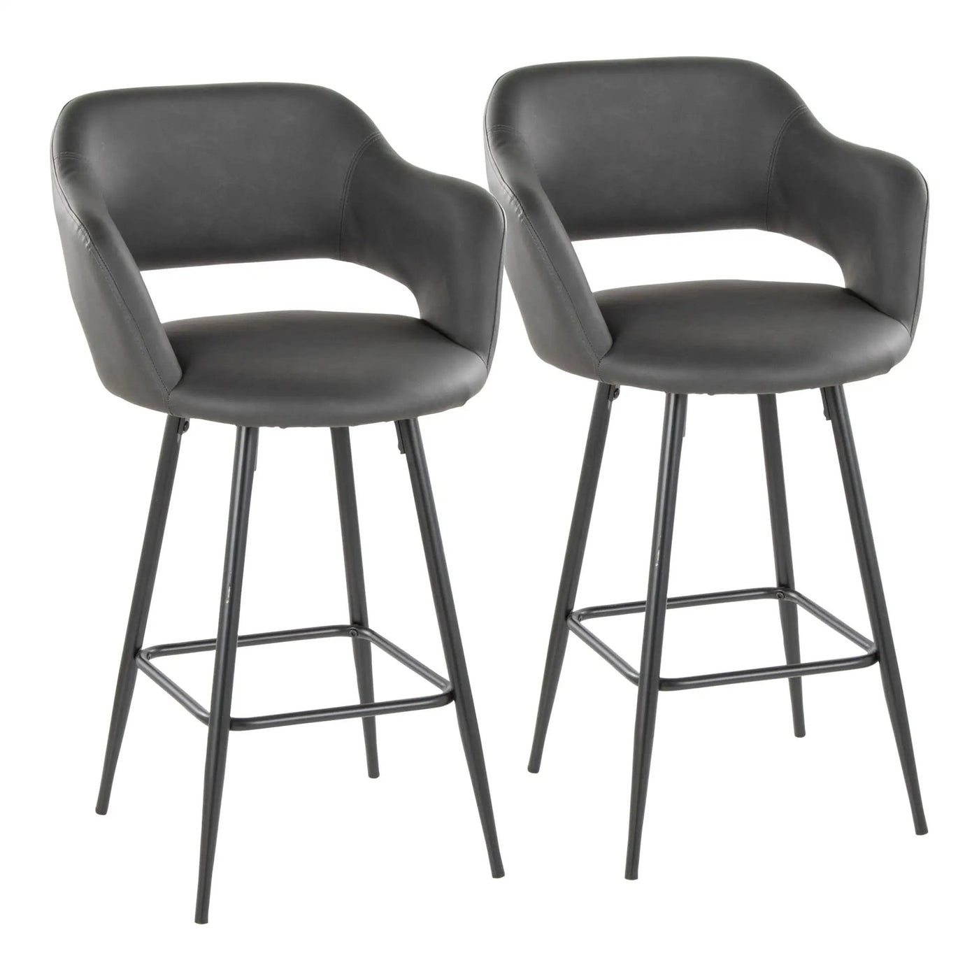 Margarite - Contemporary Fixed Height Counter Stool With Square Footrest (Set of 2) by HouseOfZazla