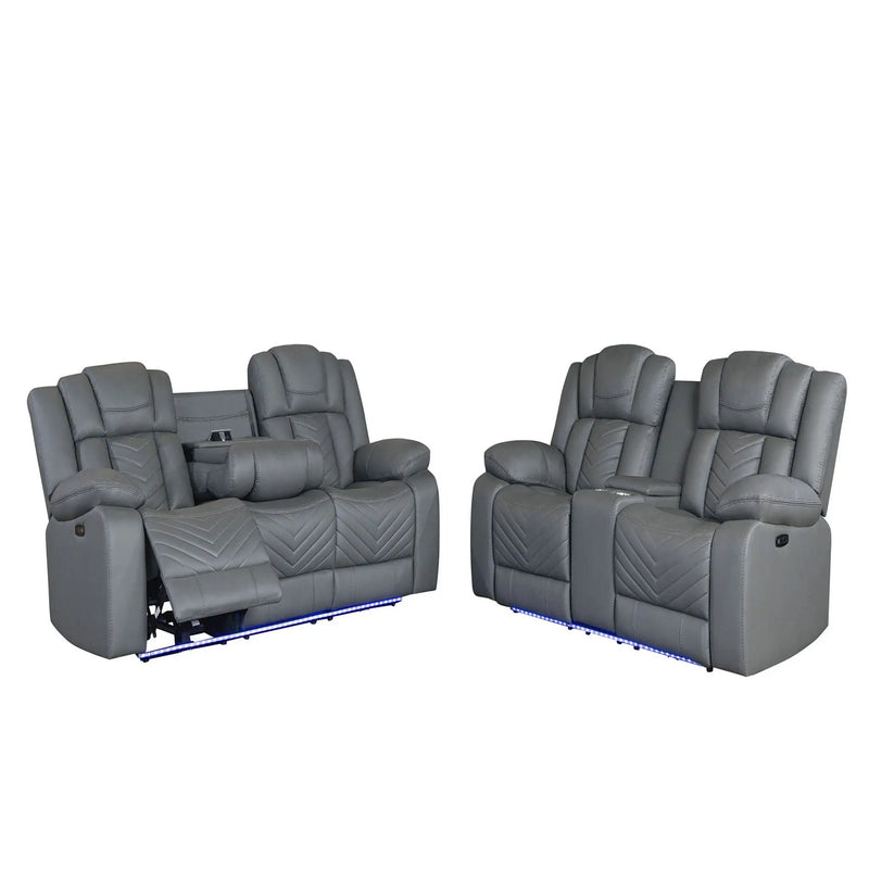 Raize - Power Living Room Set With Storage Console And Cup Holders by HouseOfZazla