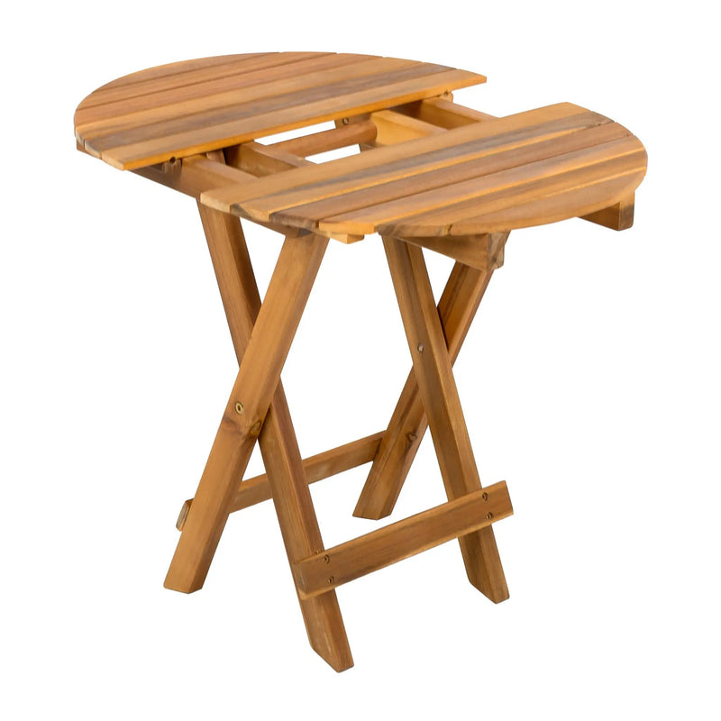 Patio Conversation Set with Foldable Acacia Wood Table and Cushioned Armchairs by HouseOfZazla