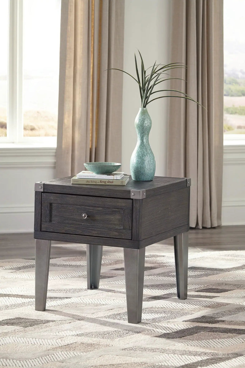 Todoe - Rectangular End Table - Dark Gray by Unique Piece Furniture