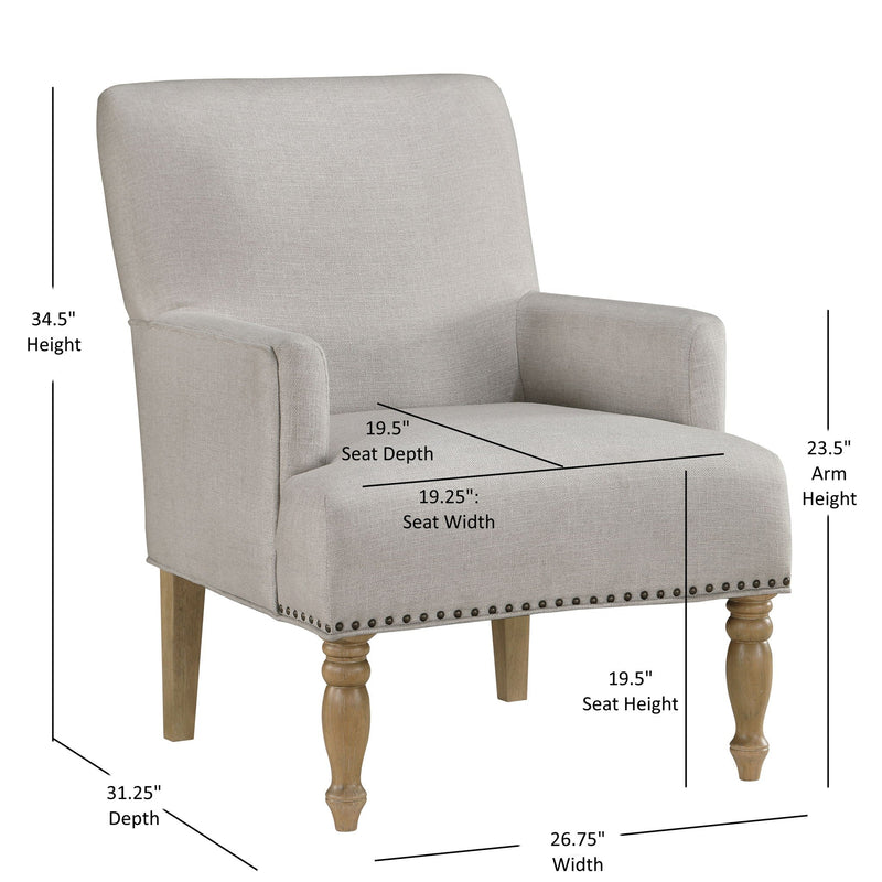 Alice - Upholstered Arm Chair With Nailheads - Beige by HouseOfZazla