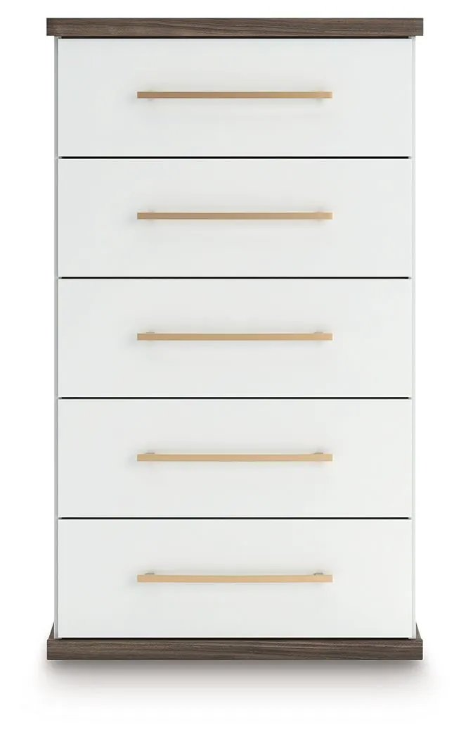 Kendanport - Five Drawer Chest - Brown / White by Unique Piece Furniture