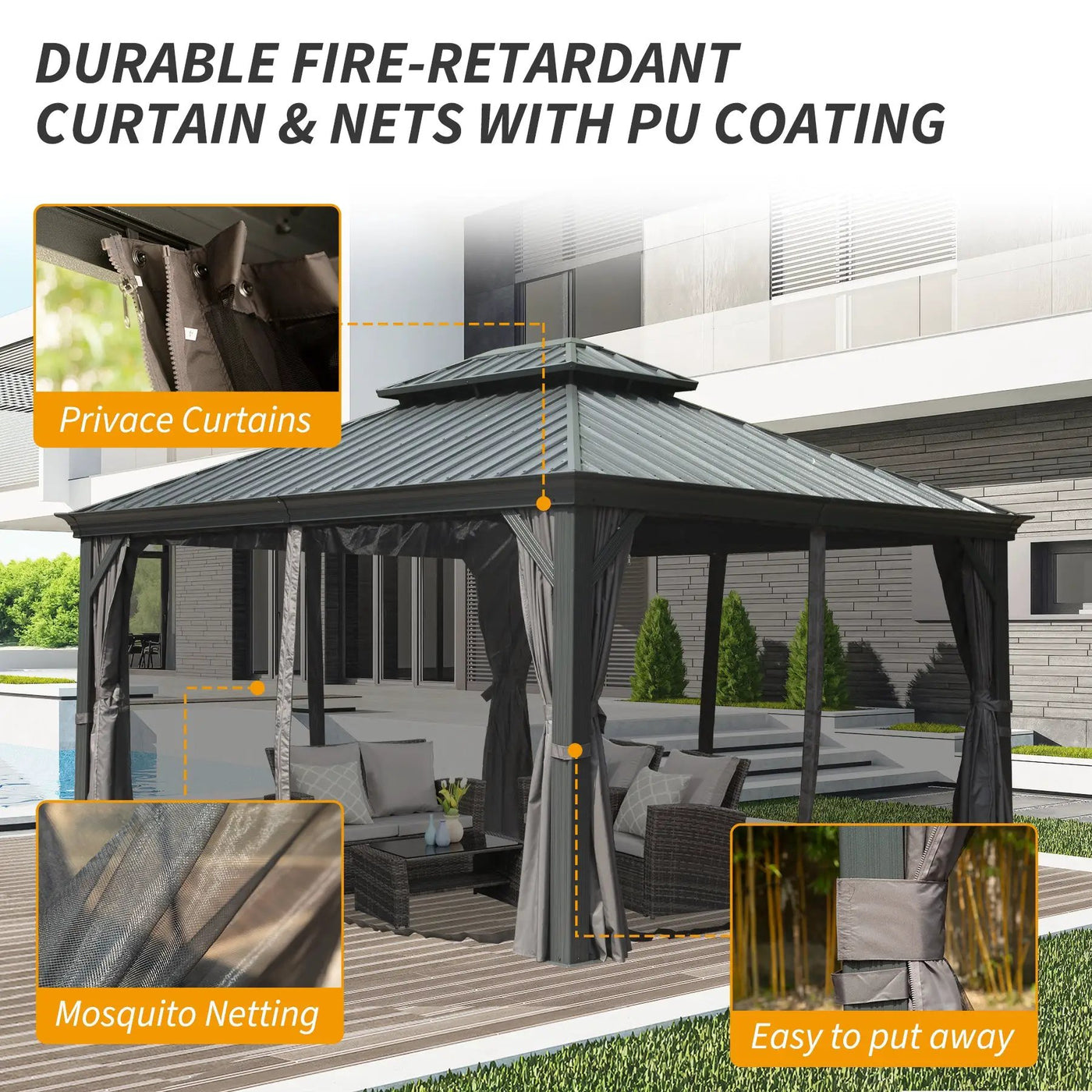 10' x 14' Hardtop Gazebo with Galvanized Steel Double Roof by HouseOfZazla