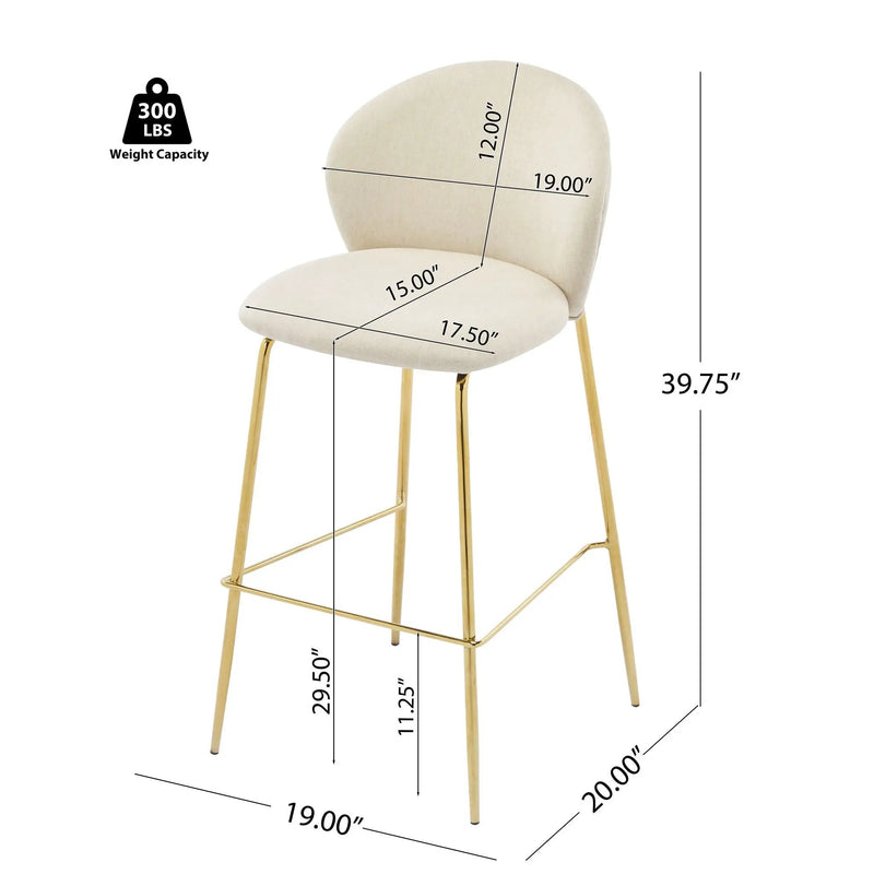 Kira - Upholstered Bar Stool (Set of 2) by HouseOfZazla