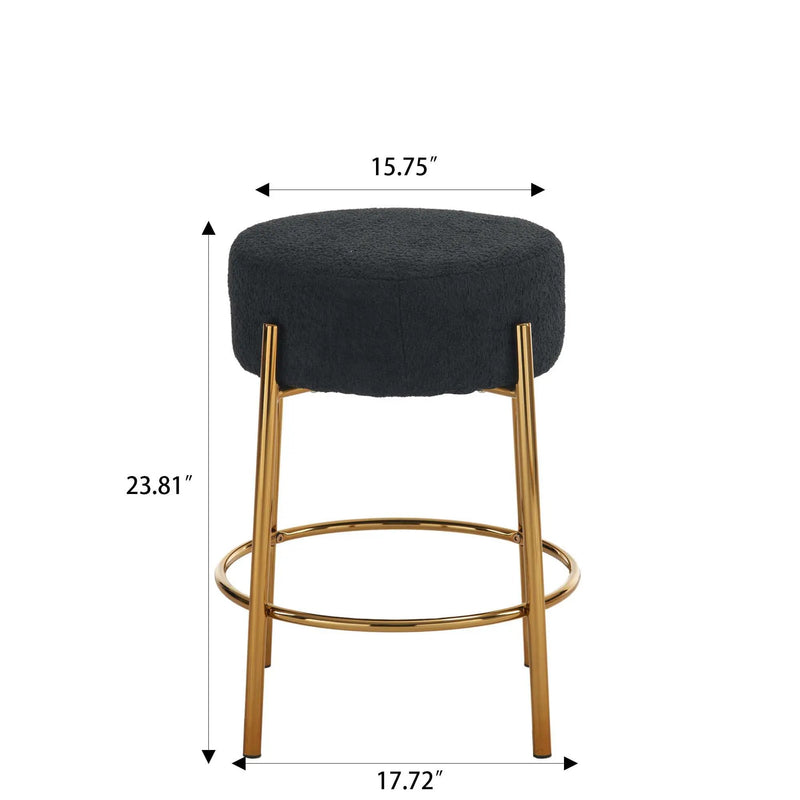 Round Bar Stools (Set of 2), Contemporary Upholstered Dining Stools For Kitchens, Coffee Shops And Bar Stores - Legs by HouseOfZazla