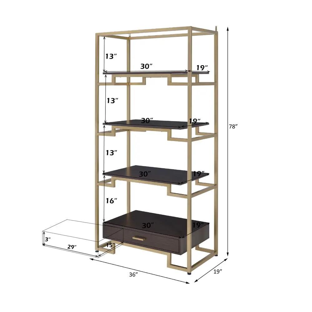 Yumia - Bookshelf - Gold & Walnut by Unique Piece Furniture