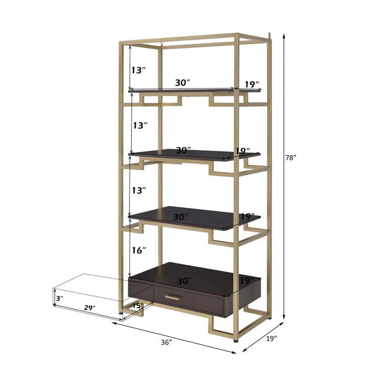 Yumia - Bookshelf - Gold & Walnut by Unique Piece Furniture
