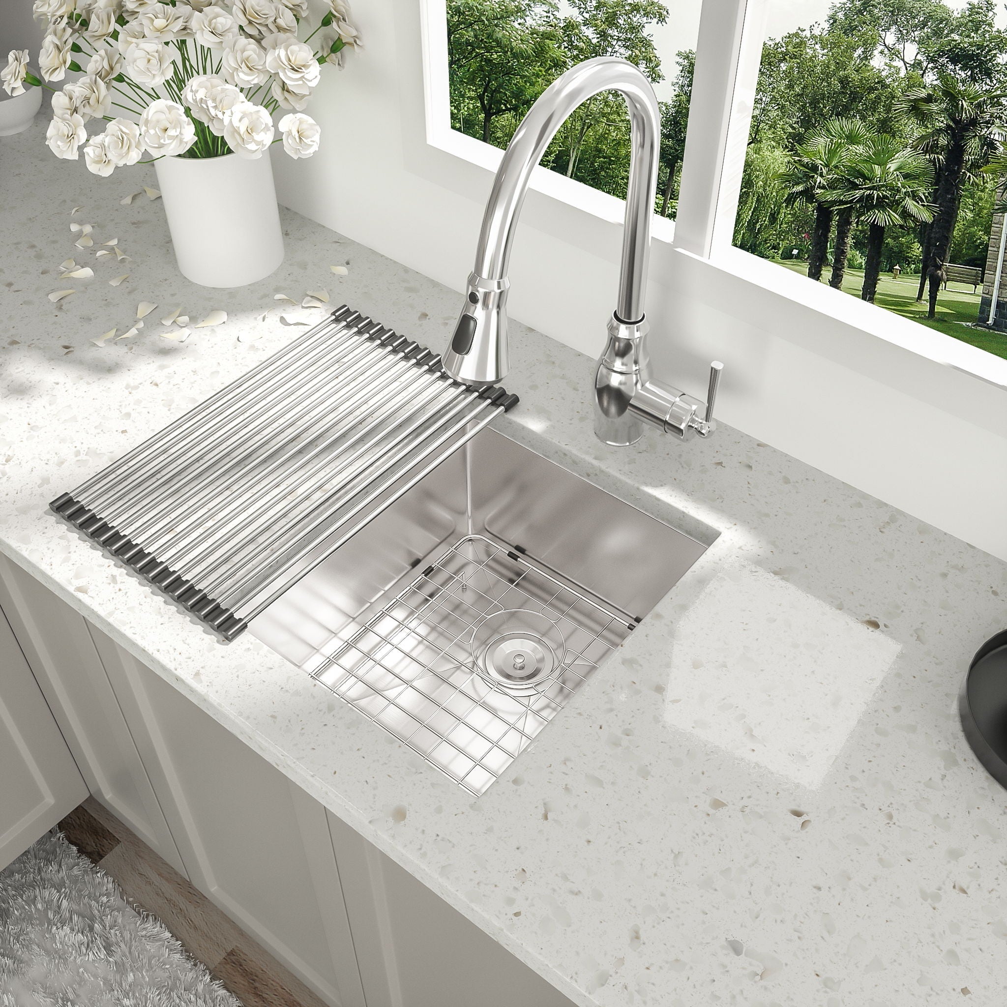 Modern Undermount Stainless Steel Kitchen Sink 16 Gauge, Deep Single Bowl by HouseOfZazla
