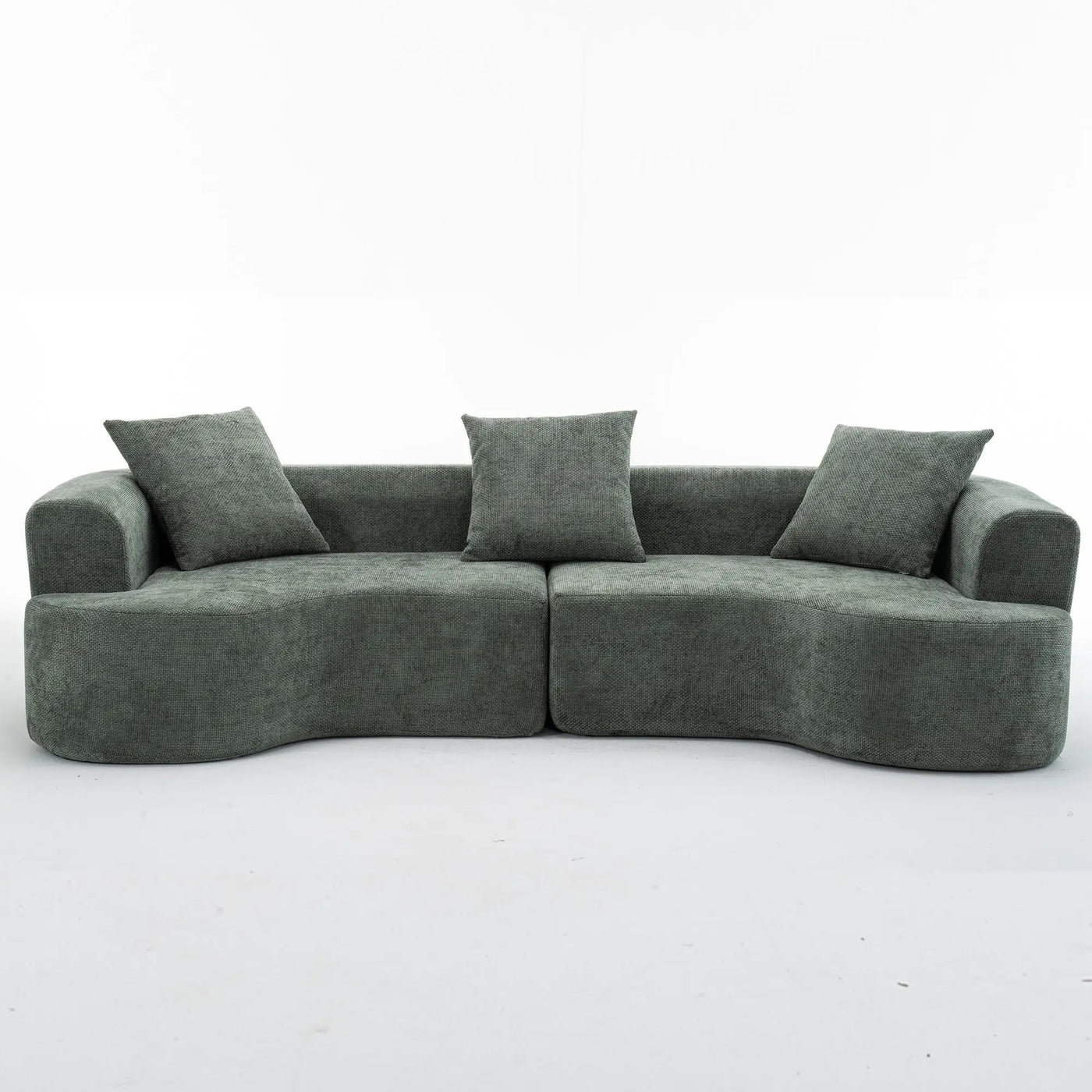 Modern Style Ultra Smooth Curved Sofa With 3 Pillows by Unique Piece Furniture