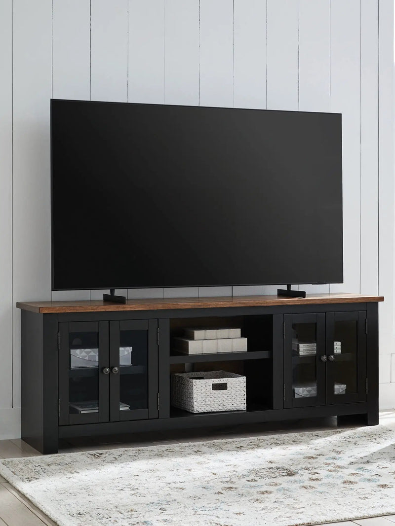 Wildenauer - XL TV Stand With Fireplace Option - Brown / Black by Unique Piece Furniture