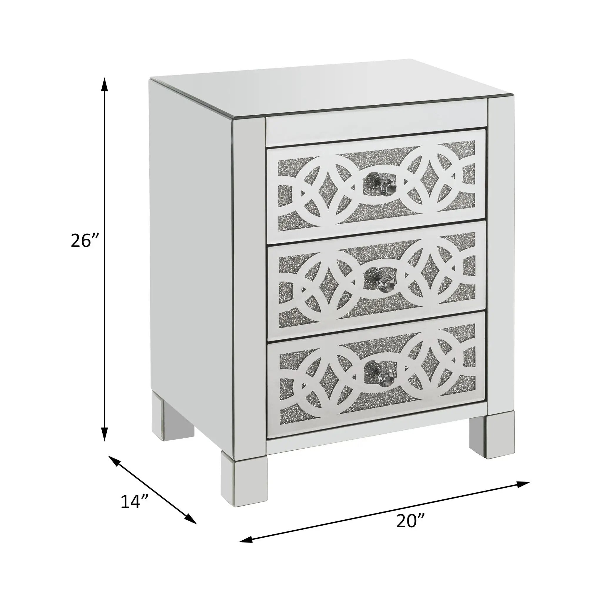 Noralie - Accent Table With 3 Drawers - Mirrored & Faux Diamonds by Unique Piece Furniture