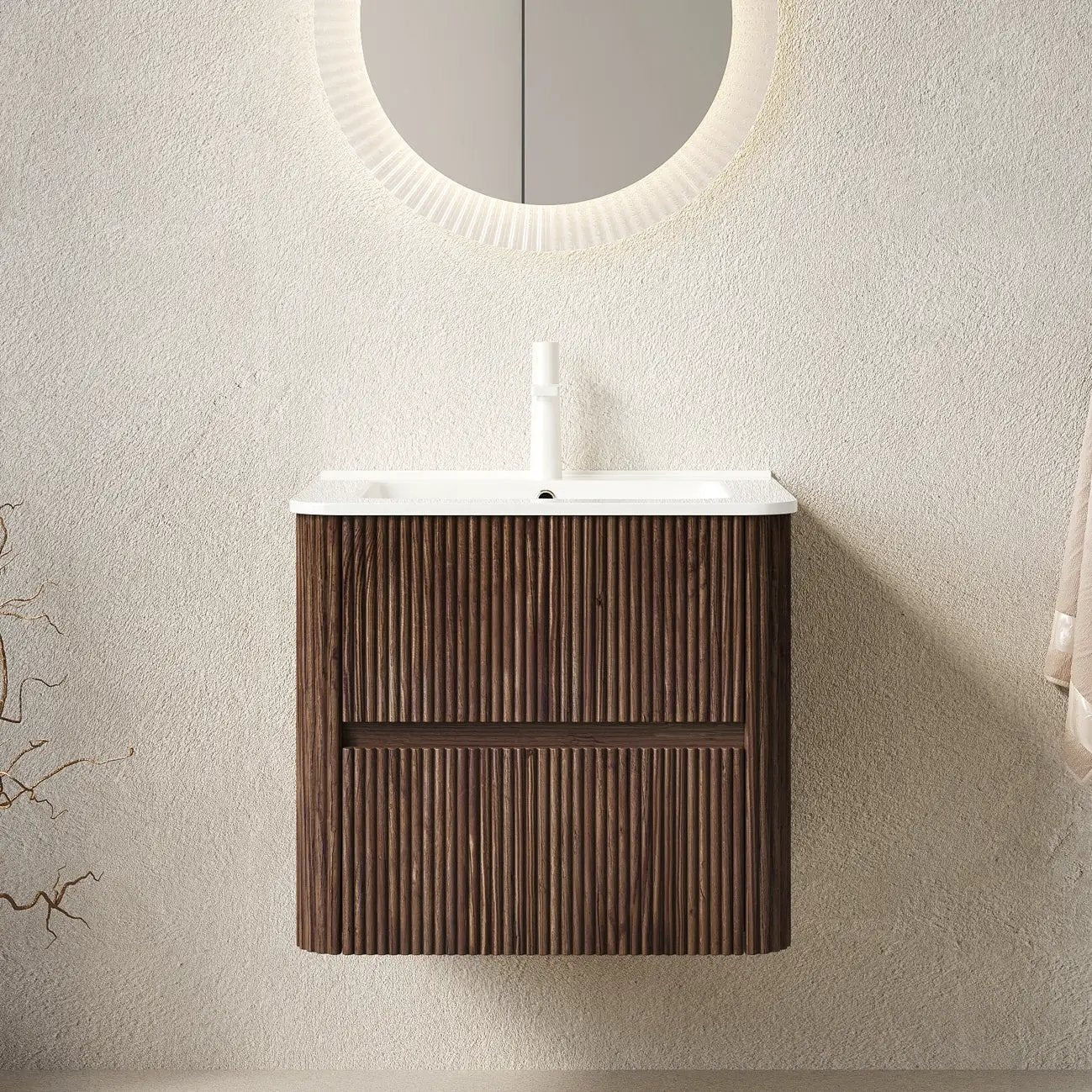 Noor 24" Bathroom Vanity with Sink, Wall-Mounted Floating Plywood Bathroom Storage by HouseOfZazla