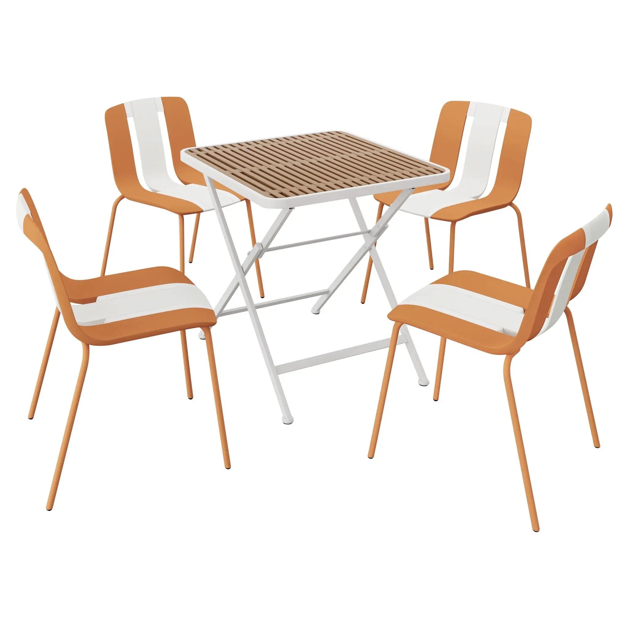 4 Piece Set Of Modern Striped Single Chairs With Folding Square Table by Unique Piece Furniture
