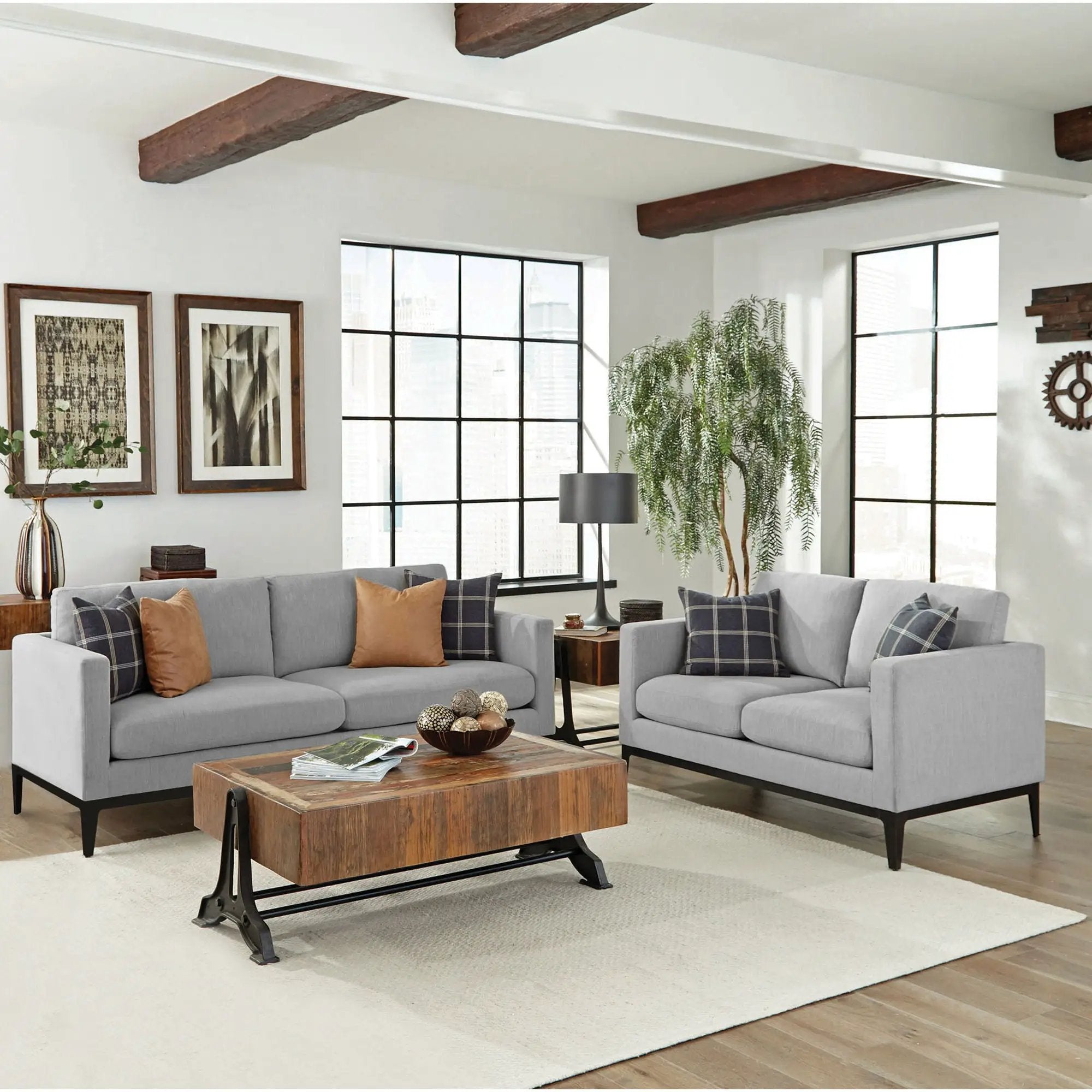 Montauk - 2 Piece Arms Living Room Set With Upholstered Seating - Light Gray by HouseOfZazla