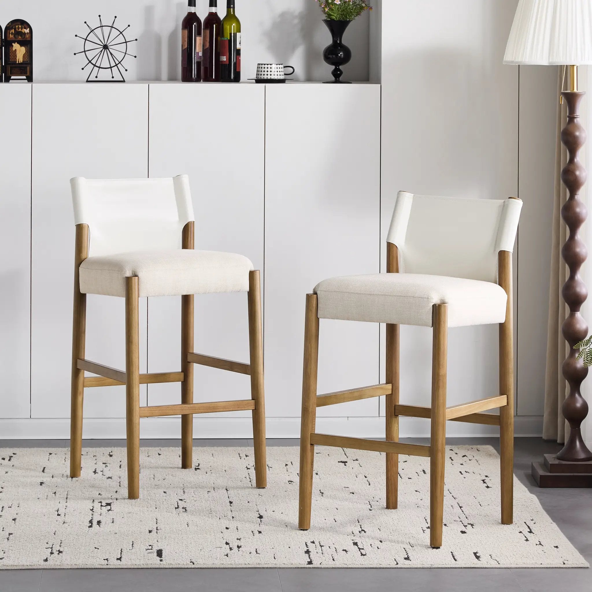 28.5'' Modern Solid Wood Bar Stool with Polyester Cushion - Set of 2 by HouseOfZazla