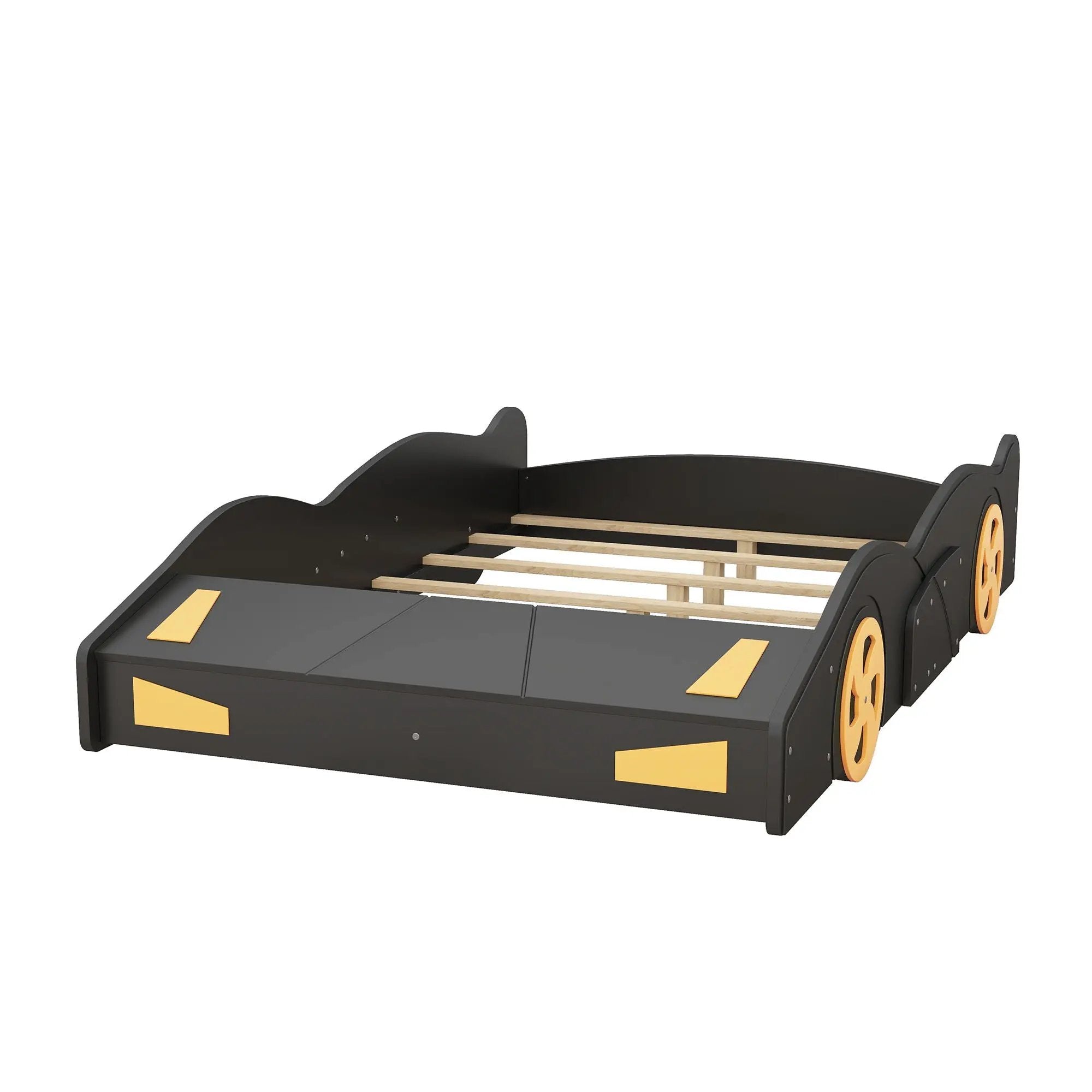 Race Car Shaped Platform Bed With Wheels And Storage by HouseOfZazla
