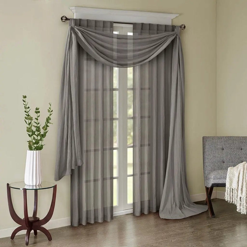 Solid Crushed Curtain Panel Pair (2 Pcs) - Grey by HouseOfZazla