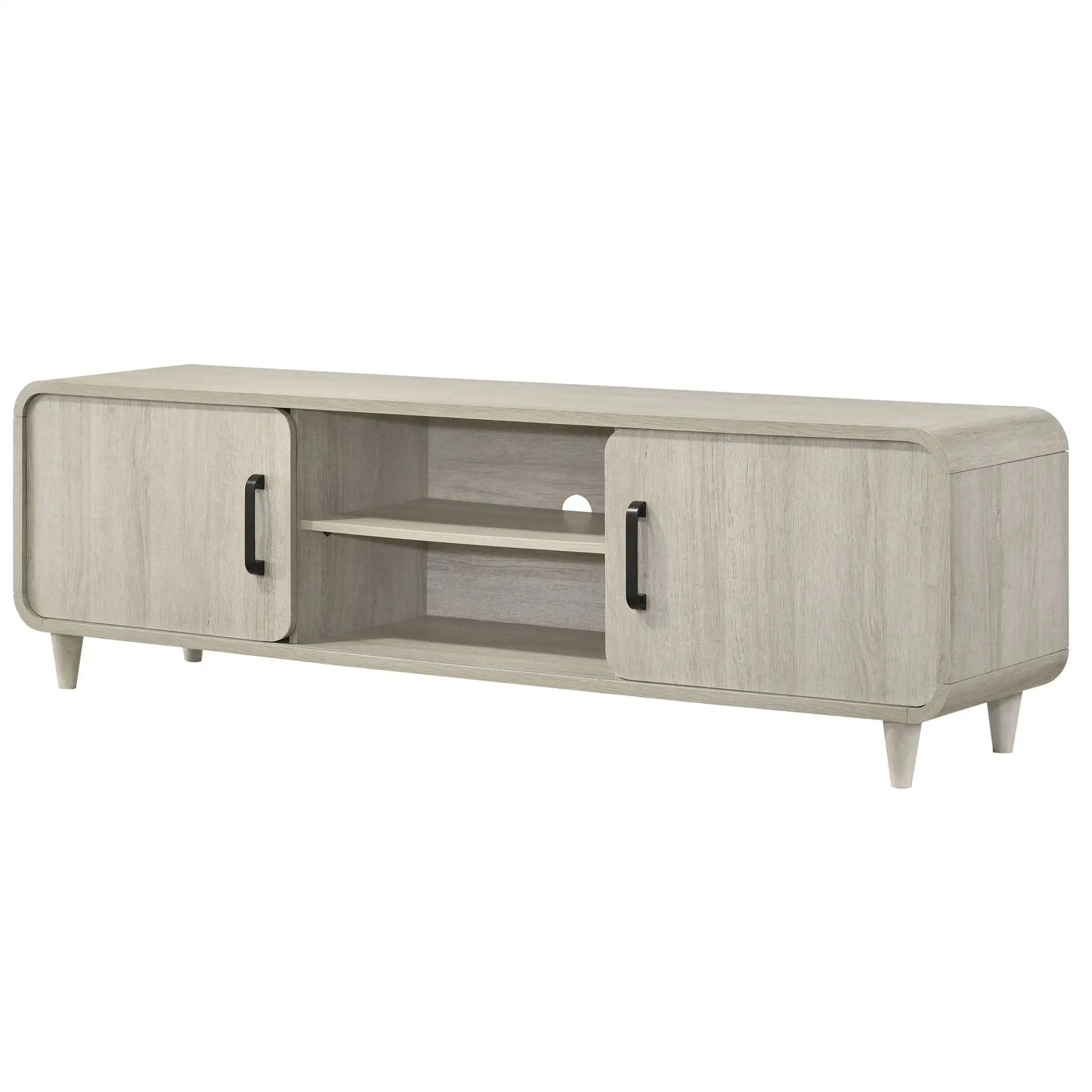 TV Stand With Sliding Doors And Handles, Living Room Furniture - Antique White by HouseOfZazla