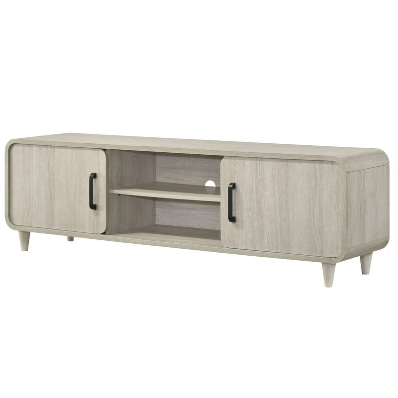 TV Stand With Sliding Doors And Handles, Living Room Furniture - Antique White by HouseOfZazla