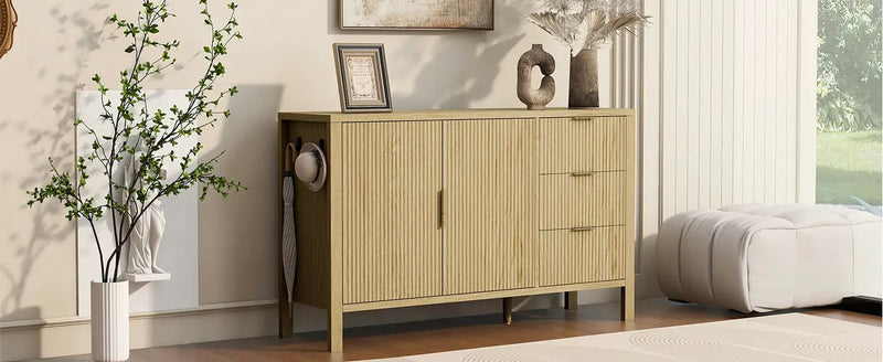 U-Style Modern Wave-Pattern Sideboard with 3 Drawers by HouseOfZazla