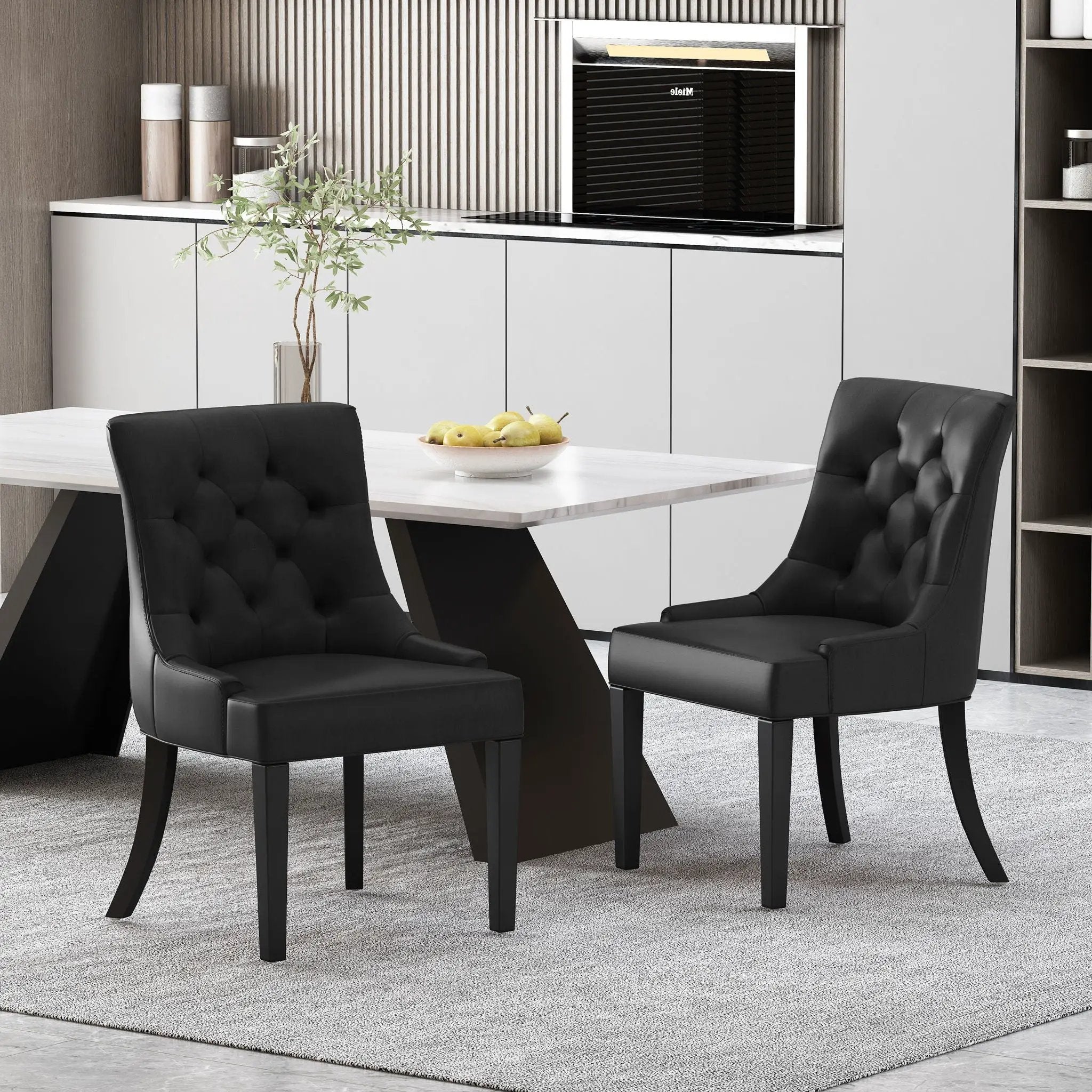 Cheney Contemporary Dining Chair Tufted Upholstery (Set of 2) by HouseOfZazla