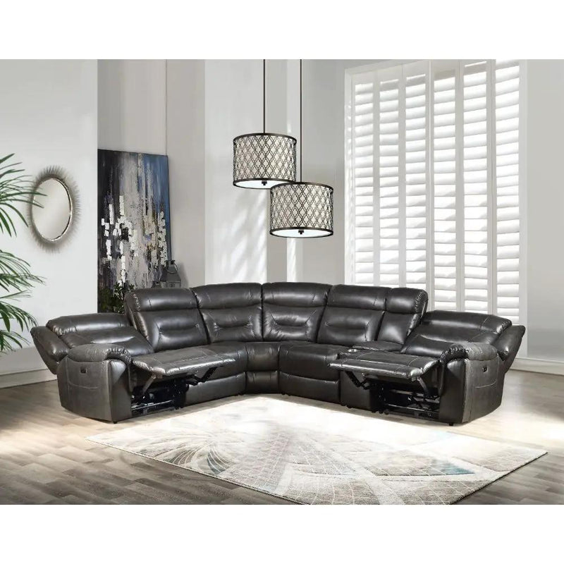 Imogen - Power Motion Sectional Sofa With USB - Gray Leather-Aire by Unique Piece Furniture
