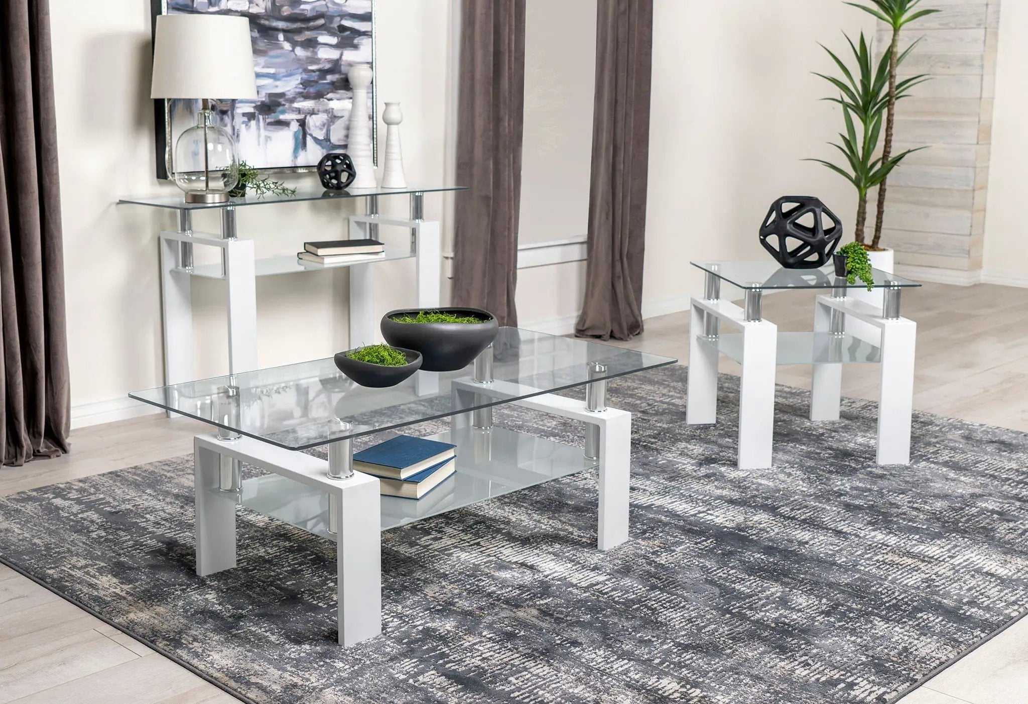 Dyer 1-shelf Rectangular Glass Top Coffee Table White by Unique Piece Furniture
