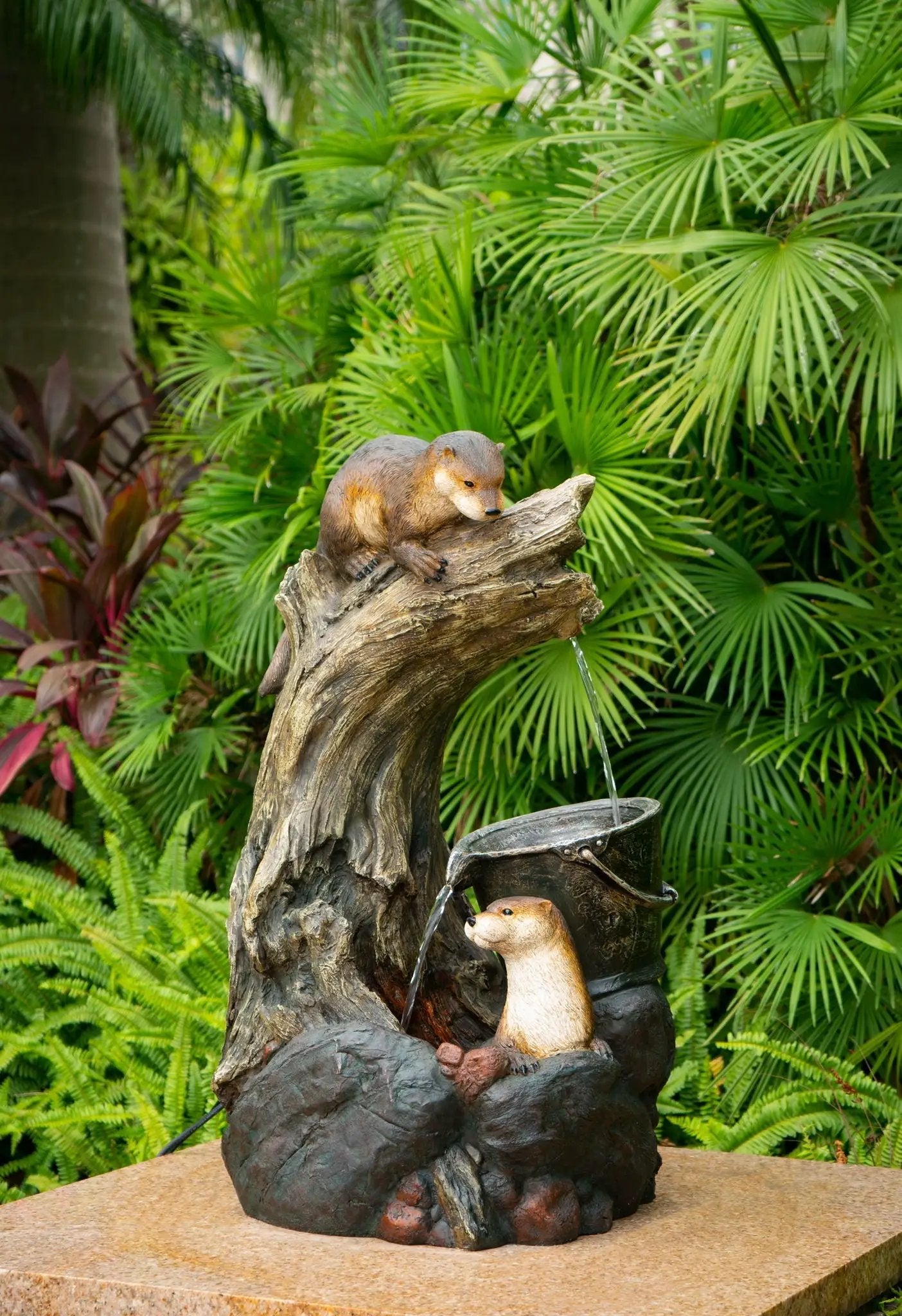 Decorative Water Foutain With Otter Design, With Light And Pump, For Indoor And Outdoor - Brown by HouseOfZazla