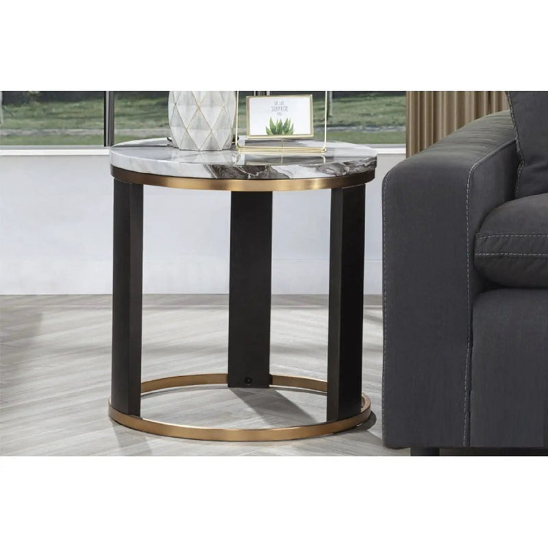 Round End Table For Living Room - Gold / Brown by Unique Piece Furniture